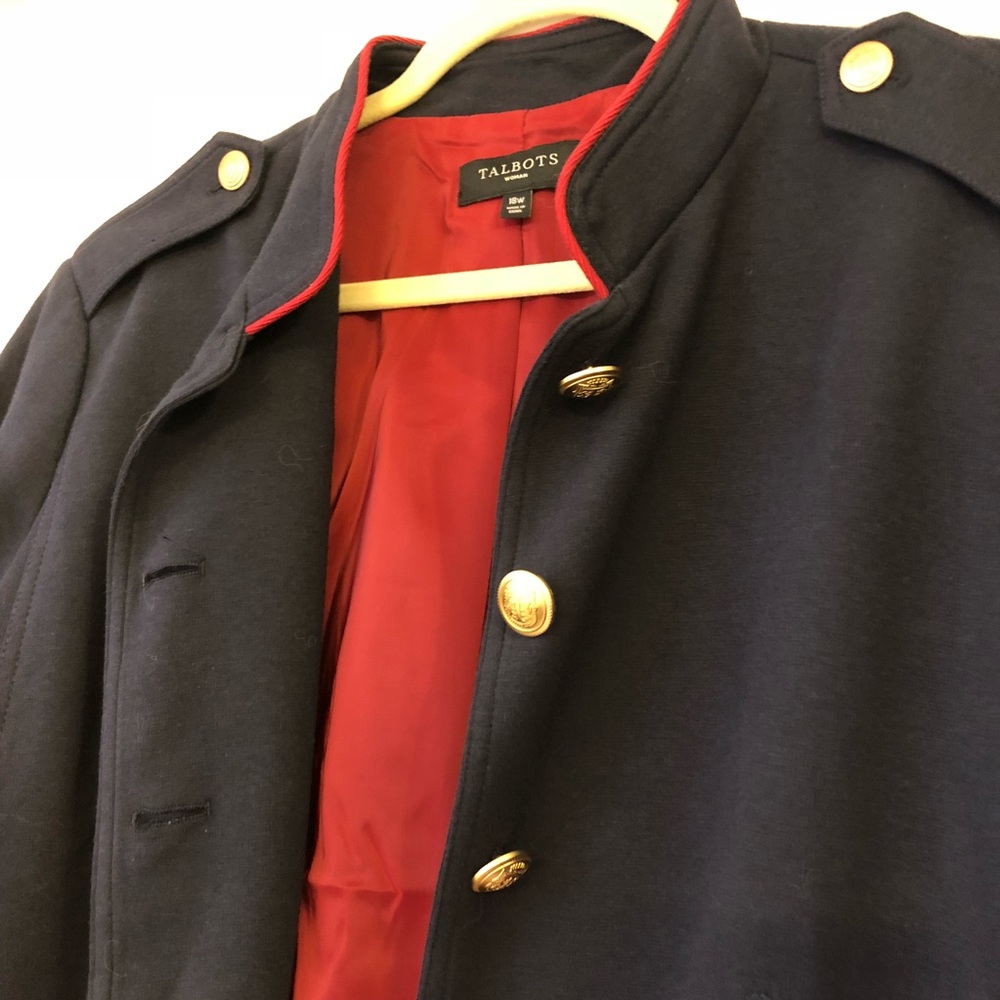 18w navy military style blazer